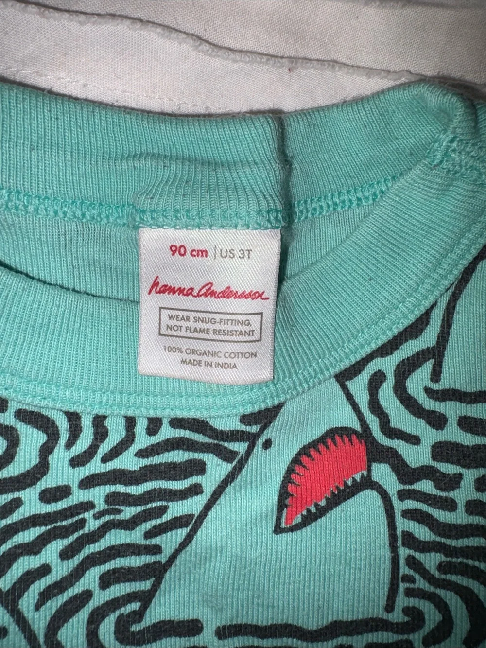 Hanna Andersson Teal Shark-Print Pajama Set